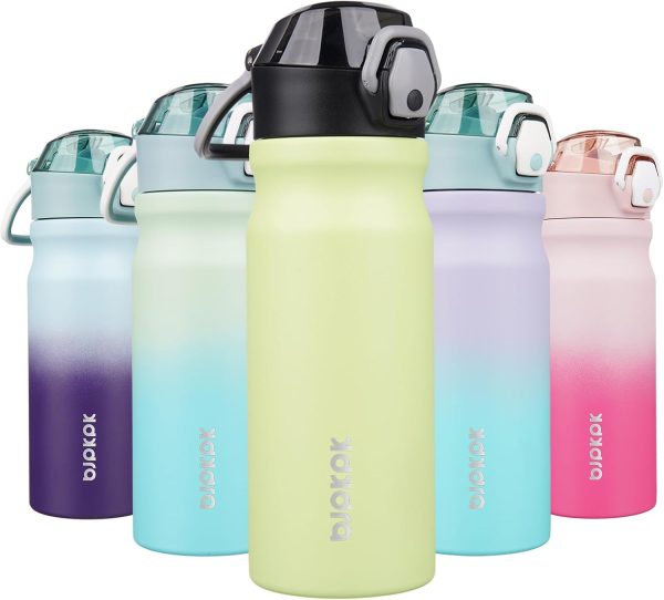 BJPKPK 18oz Insulated Water Bottle With Straw Stainless Steel Double Wall Water Bottles BPA Free Leak Proof Thermos With Lockable Flip Lid And Soft Silicone Spout,Ocean Dream - Image 7