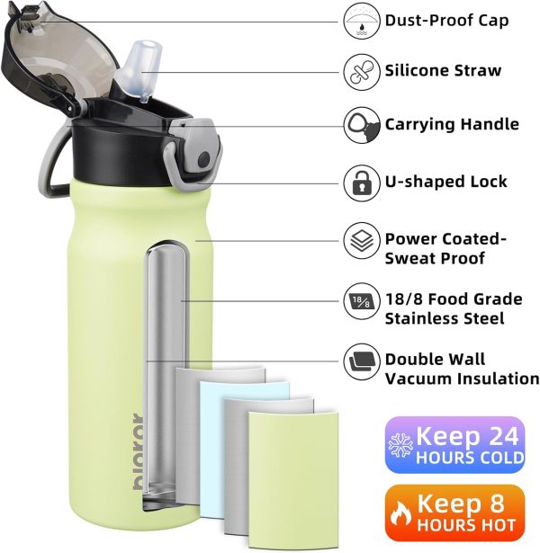 BJPKPK 18oz Insulated Water Bottle With Straw Stainless Steel Double Wall Water Bottles BPA Free Leak Proof Thermos With Lockable Flip Lid And Soft Silicone Spout,Ocean Dream - Image 8