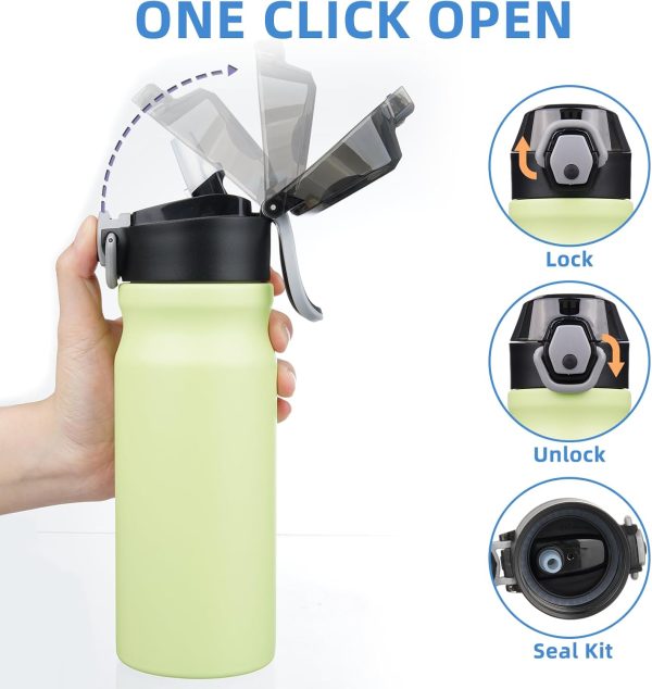 BJPKPK 18oz Insulated Water Bottle With Straw Stainless Steel Double Wall Water Bottles BPA Free Leak Proof Thermos With Lockable Flip Lid And Soft Silicone Spout,Ocean Dream - Image 9