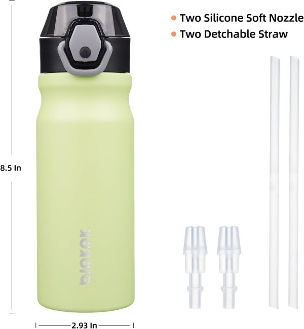 BJPKPK 18oz Insulated Water Bottle With Straw Stainless Steel Double Wall Water Bottles BPA Free Leak Proof Thermos With Lockable Flip Lid And Soft Silicone Spout,Ocean Dream - Image 10