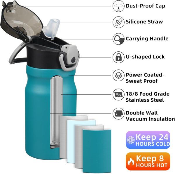 BJPKPK 18oz Insulated Water Bottle With Straw Stainless Steel Double Wall Water Bottles BPA Free Leak Proof Thermos With Lockable Flip Lid And Soft Silicone Spout,Ocean Dream - Image 14