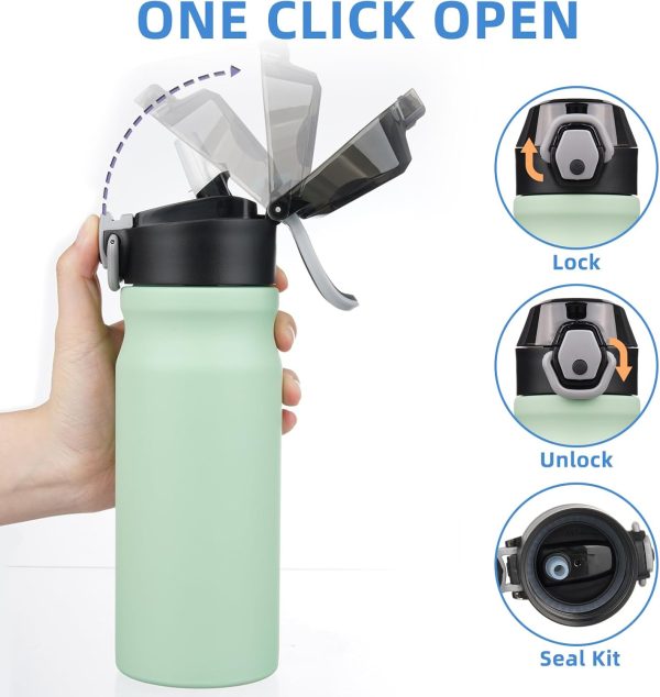BJPKPK 18oz Insulated Water Bottle With Straw Stainless Steel Double Wall Water Bottles BPA Free Leak Proof Thermos With Lockable Flip Lid And Soft Silicone Spout,Ocean Dream - Image 21