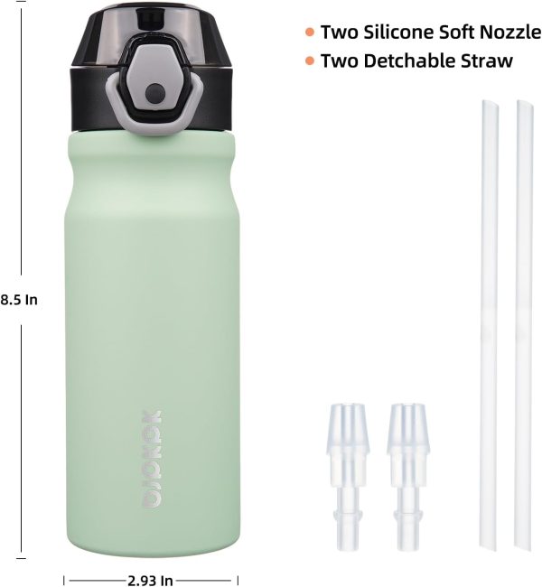 BJPKPK 18oz Insulated Water Bottle With Straw Stainless Steel Double Wall Water Bottles BPA Free Leak Proof Thermos With Lockable Flip Lid And Soft Silicone Spout,Ocean Dream - Image 22