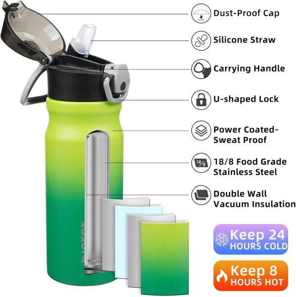 BJPKPK 18oz Insulated Water Bottle With Straw Stainless Steel Double Wall Water Bottles BPA Free Leak Proof Thermos With Lockable Flip Lid And Soft Silicone Spout,Ocean Dream - Image 25