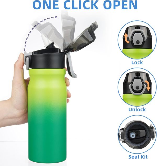 BJPKPK 18oz Insulated Water Bottle With Straw Stainless Steel Double Wall Water Bottles BPA Free Leak Proof Thermos With Lockable Flip Lid And Soft Silicone Spout,Ocean Dream - Image 26