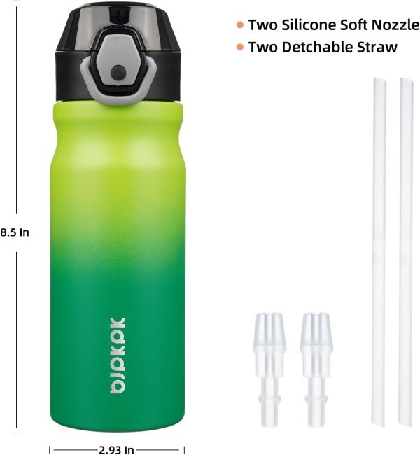 BJPKPK 18oz Insulated Water Bottle With Straw Stainless Steel Double Wall Water Bottles BPA Free Leak Proof Thermos With Lockable Flip Lid And Soft Silicone Spout,Ocean Dream - Image 27