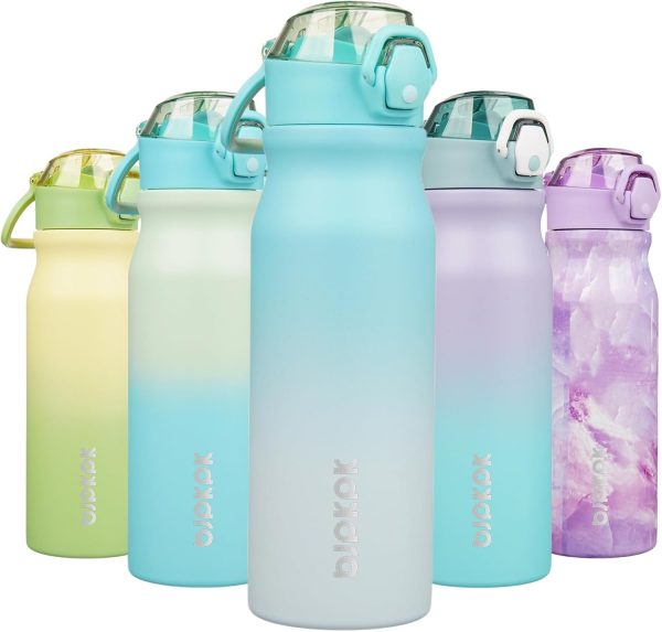 BJPKPK 18oz Insulated Water Bottle With Straw Stainless Steel Double Wall Water Bottles BPA Free Leak Proof Thermos With Lockable Flip Lid And Soft Silicone Spout,Ocean Dream - Image 30