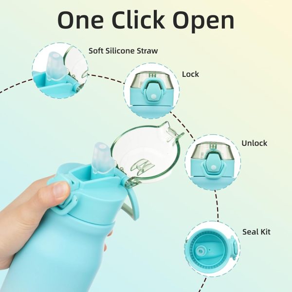 BJPKPK 18oz Insulated Water Bottle With Straw Stainless Steel Double Wall Water Bottles BPA Free Leak Proof Thermos With Lockable Flip Lid And Soft Silicone Spout,Ocean Dream - Image 32