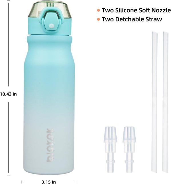 BJPKPK 18oz Insulated Water Bottle With Straw Stainless Steel Double Wall Water Bottles BPA Free Leak Proof Thermos With Lockable Flip Lid And Soft Silicone Spout,Ocean Dream - Image 33