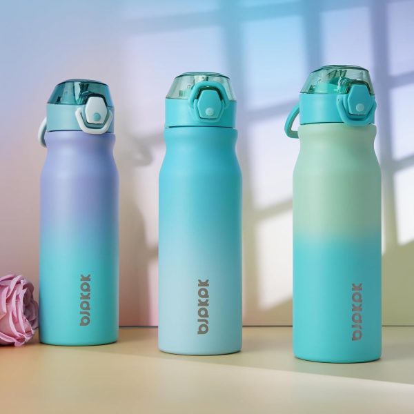 BJPKPK 18oz Insulated Water Bottle With Straw Stainless Steel Double Wall Water Bottles BPA Free Leak Proof Thermos With Lockable Flip Lid And Soft Silicone Spout,Ocean Dream - Image 34