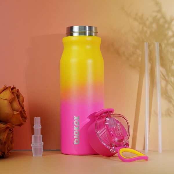 BJPKPK 18oz Insulated Water Bottle With Straw Stainless Steel Double Wall Water Bottles BPA Free Leak Proof Thermos With Lockable Flip Lid And Soft Silicone Spout,Ocean Dream - Image 35