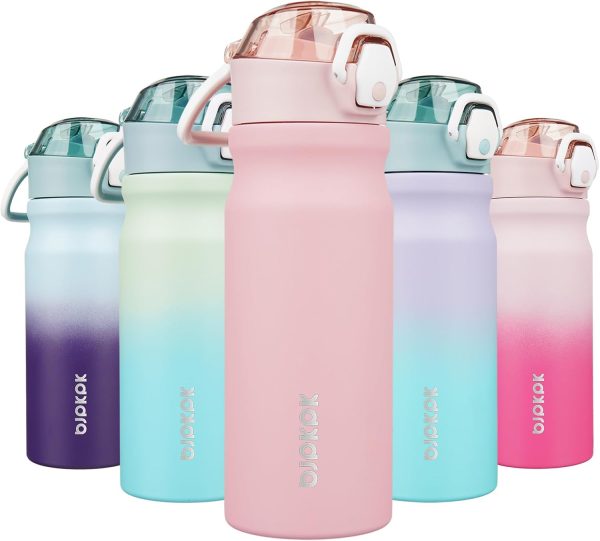 BJPKPK 18oz Insulated Water Bottle With Straw Stainless Steel Double Wall Water Bottles BPA Free Leak Proof Thermos With Lockable Flip Lid And Soft Silicone Spout,Ocean Dream - Image 36