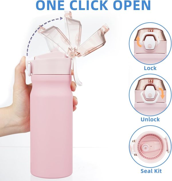 BJPKPK 18oz Insulated Water Bottle With Straw Stainless Steel Double Wall Water Bottles BPA Free Leak Proof Thermos With Lockable Flip Lid And Soft Silicone Spout,Ocean Dream - Image 38
