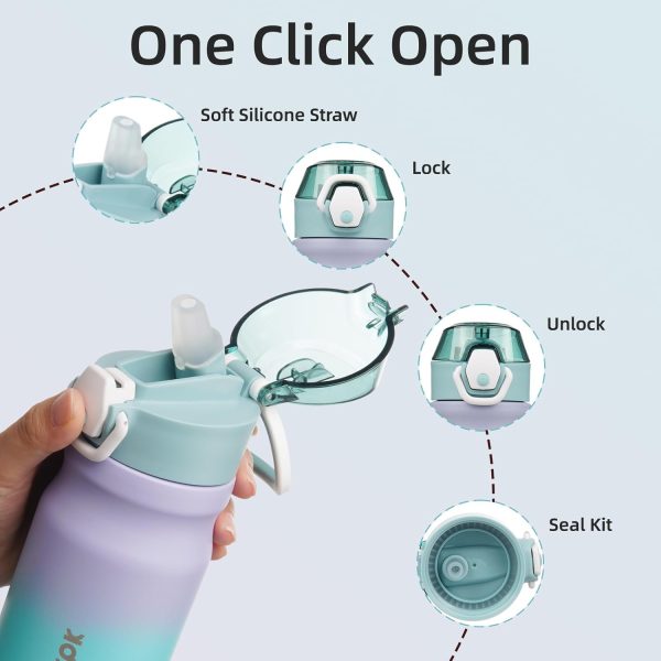 BJPKPK 18oz Insulated Water Bottle With Straw Stainless Steel Double Wall Water Bottles BPA Free Leak Proof Thermos With Lockable Flip Lid And Soft Silicone Spout,Ocean Dream - Image 44