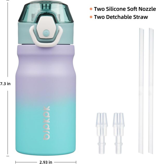 BJPKPK 18oz Insulated Water Bottle With Straw Stainless Steel Double Wall Water Bottles BPA Free Leak Proof Thermos With Lockable Flip Lid And Soft Silicone Spout,Ocean Dream - Image 45