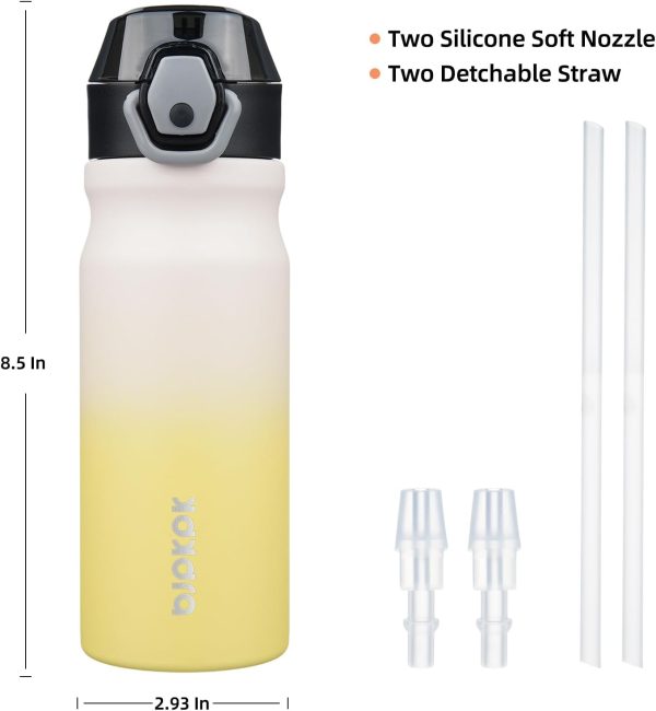 BJPKPK 18oz Insulated Water Bottle With Straw Stainless Steel Double Wall Water Bottles BPA Free Leak Proof Thermos With Lockable Flip Lid And Soft Silicone Spout,Ocean Dream - Image 51