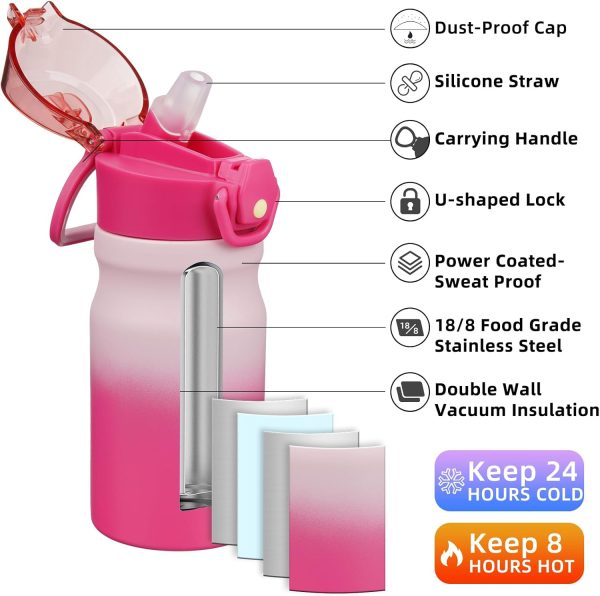 BJPKPK 18oz Insulated Water Bottle With Straw Stainless Steel Double Wall Water Bottles BPA Free Leak Proof Thermos With Lockable Flip Lid And Soft Silicone Spout,Ocean Dream - Image 54