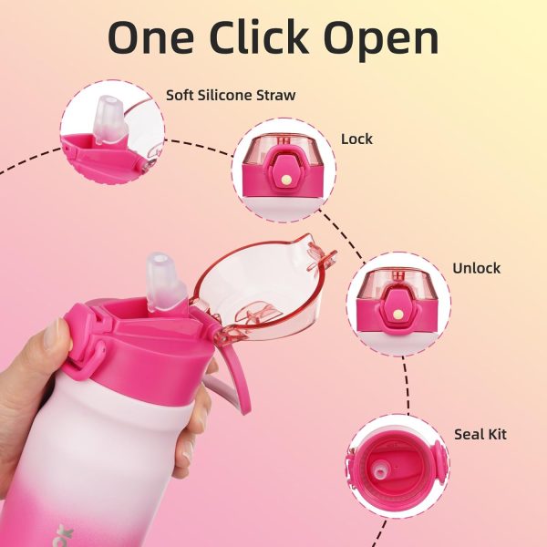 BJPKPK 18oz Insulated Water Bottle With Straw Stainless Steel Double Wall Water Bottles BPA Free Leak Proof Thermos With Lockable Flip Lid And Soft Silicone Spout,Ocean Dream - Image 55