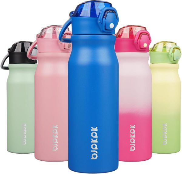 BJPKPK 18oz Insulated Water Bottle With Straw Stainless Steel Double Wall Water Bottles BPA Free Leak Proof Thermos With Lockable Flip Lid And Soft Silicone Spout,Ocean Dream - Image 58