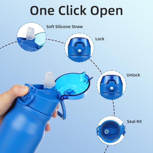 BJPKPK 18oz Insulated Water Bottle With Straw Stainless Steel Double Wall Water Bottles BPA Free Leak Proof Thermos With Lockable Flip Lid And Soft Silicone Spout,Ocean Dream - Image 60