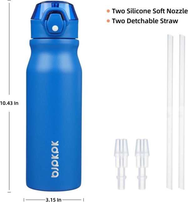 BJPKPK 18oz Insulated Water Bottle With Straw Stainless Steel Double Wall Water Bottles BPA Free Leak Proof Thermos With Lockable Flip Lid And Soft Silicone Spout,Ocean Dream - Image 61