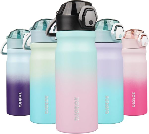 BJPKPK 18oz Insulated Water Bottle With Straw Stainless Steel Double Wall Water Bottles BPA Free Leak Proof Thermos With Lockable Flip Lid And Soft Silicone Spout,Ocean Dream - Image 63