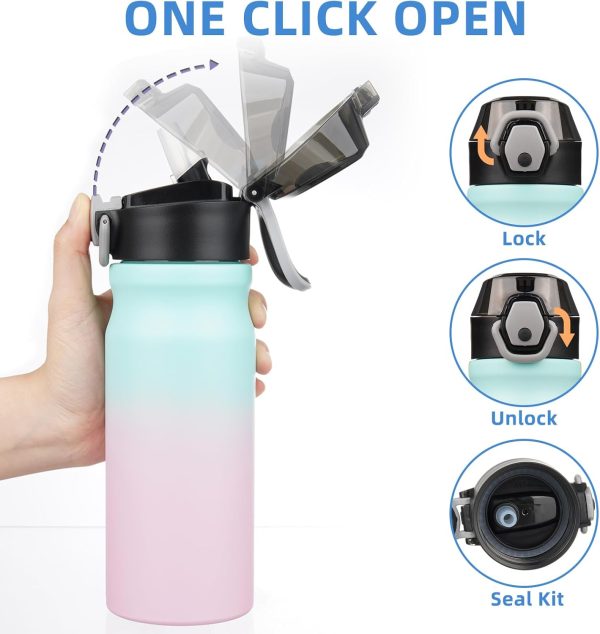 BJPKPK 18oz Insulated Water Bottle With Straw Stainless Steel Double Wall Water Bottles BPA Free Leak Proof Thermos With Lockable Flip Lid And Soft Silicone Spout,Ocean Dream - Image 65