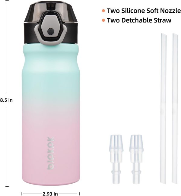 BJPKPK 18oz Insulated Water Bottle With Straw Stainless Steel Double Wall Water Bottles BPA Free Leak Proof Thermos With Lockable Flip Lid And Soft Silicone Spout,Ocean Dream - Image 66