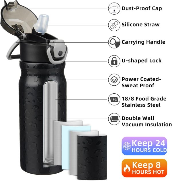 BJPKPK 18oz Insulated Water Bottle With Straw Stainless Steel Double Wall Water Bottles BPA Free Leak Proof Thermos With Lockable Flip Lid And Soft Silicone Spout,Ocean Dream - Image 69