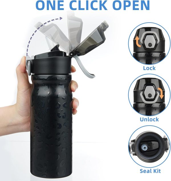 BJPKPK 18oz Insulated Water Bottle With Straw Stainless Steel Double Wall Water Bottles BPA Free Leak Proof Thermos With Lockable Flip Lid And Soft Silicone Spout,Ocean Dream - Image 70