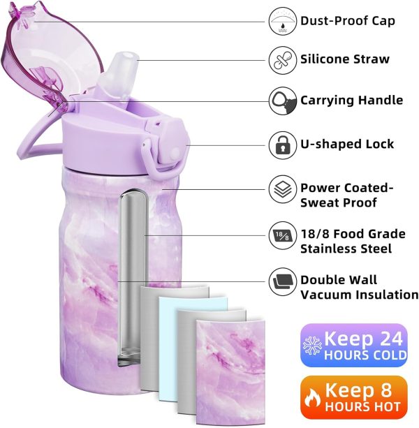 BJPKPK 18oz Insulated Water Bottle With Straw Stainless Steel Double Wall Water Bottles BPA Free Leak Proof Thermos With Lockable Flip Lid And Soft Silicone Spout,Ocean Dream - Image 74