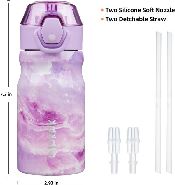 BJPKPK 18oz Insulated Water Bottle With Straw Stainless Steel Double Wall Water Bottles BPA Free Leak Proof Thermos With Lockable Flip Lid And Soft Silicone Spout,Ocean Dream - Image 76
