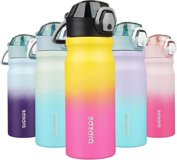 BJPKPK 18oz Insulated Water Bottle With Straw Stainless Steel Double Wall Water Bottles BPA Free Leak Proof Thermos With Lockable Flip Lid And Soft Silicone Spout,Ocean Dream - Image 79