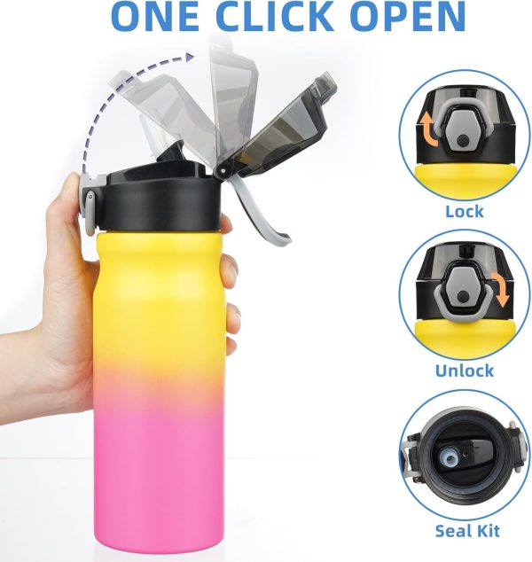 BJPKPK 18oz Insulated Water Bottle With Straw Stainless Steel Double Wall Water Bottles BPA Free Leak Proof Thermos With Lockable Flip Lid And Soft Silicone Spout,Ocean Dream - Image 81