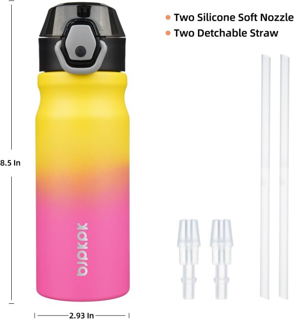 BJPKPK 18oz Insulated Water Bottle With Straw Stainless Steel Double Wall Water Bottles BPA Free Leak Proof Thermos With Lockable Flip Lid And Soft Silicone Spout,Ocean Dream - Image 82