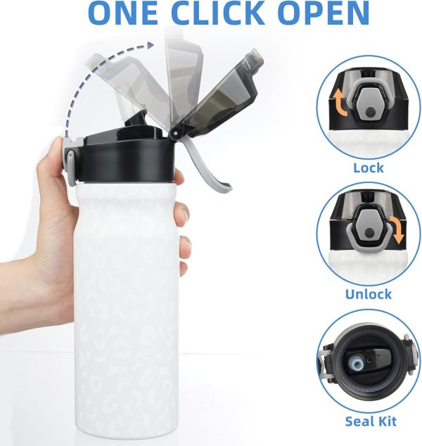 BJPKPK 18oz Insulated Water Bottle With Straw Stainless Steel Double Wall Water Bottles BPA Free Leak Proof Thermos With Lockable Flip Lid And Soft Silicone Spout,Ocean Dream - Image 85