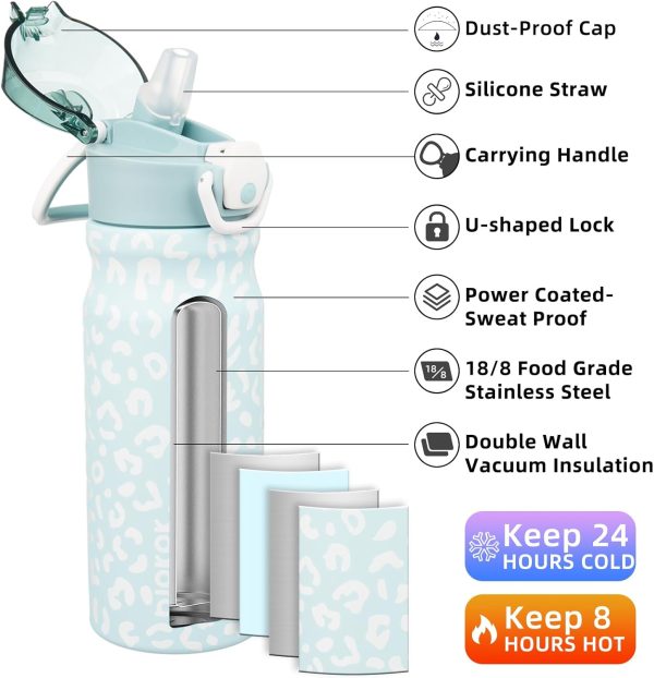 BJPKPK 18oz Insulated Water Bottle With Straw Stainless Steel Double Wall Water Bottles BPA Free Leak Proof Thermos With Lockable Flip Lid And Soft Silicone Spout,Ocean Dream - Image 90