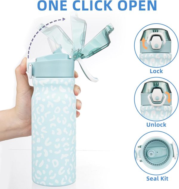 BJPKPK 18oz Insulated Water Bottle With Straw Stainless Steel Double Wall Water Bottles BPA Free Leak Proof Thermos With Lockable Flip Lid And Soft Silicone Spout,Ocean Dream - Image 91
