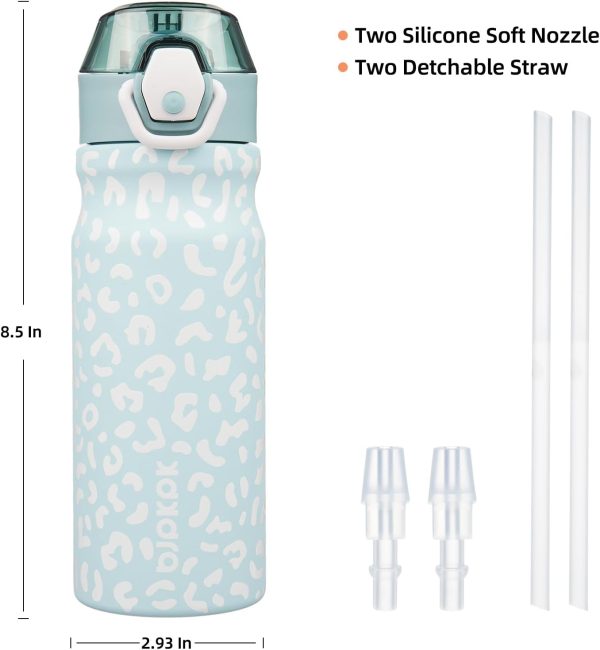 BJPKPK 18oz Insulated Water Bottle With Straw Stainless Steel Double Wall Water Bottles BPA Free Leak Proof Thermos With Lockable Flip Lid And Soft Silicone Spout,Ocean Dream - Image 92