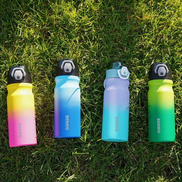 BJPKPK 18oz Insulated Water Bottle With Straw Stainless Steel Double Wall Water Bottles BPA Free Leak Proof Thermos With Lockable Flip Lid And Soft Silicone Spout,Ocean Dream - Image 94