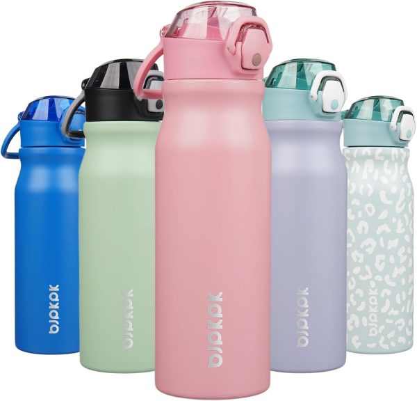 BJPKPK 18oz Insulated Water Bottle With Straw Stainless Steel Double Wall Water Bottles BPA Free Leak Proof Thermos With Lockable Flip Lid And Soft Silicone Spout,Ocean Dream - Image 95