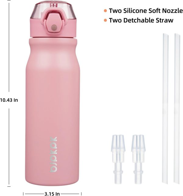BJPKPK 18oz Insulated Water Bottle With Straw Stainless Steel Double Wall Water Bottles BPA Free Leak Proof Thermos With Lockable Flip Lid And Soft Silicone Spout,Ocean Dream - Image 98