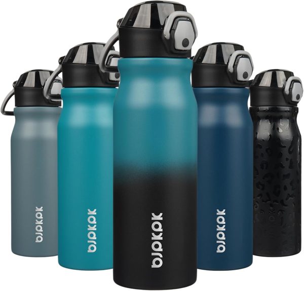BJPKPK 18oz Insulated Water Bottle With Straw Stainless Steel Double Wall Water Bottles BPA Free Leak Proof Thermos With Lockable Flip Lid And Soft Silicone Spout,Ocean Dream - Image 101