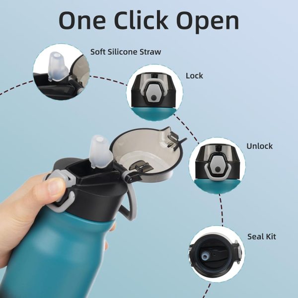 BJPKPK 18oz Insulated Water Bottle With Straw Stainless Steel Double Wall Water Bottles BPA Free Leak Proof Thermos With Lockable Flip Lid And Soft Silicone Spout,Ocean Dream - Image 103