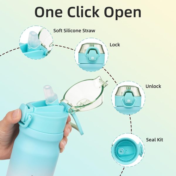 BJPKPK 18oz Insulated Water Bottle With Straw Stainless Steel Double Wall Water Bottles BPA Free Leak Proof Thermos With Lockable Flip Lid And Soft Silicone Spout,Ocean Dream - Image 107
