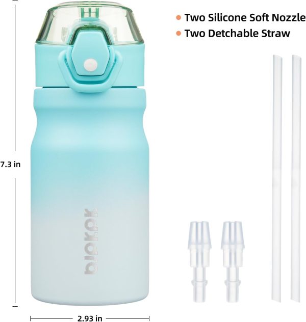 BJPKPK 18oz Insulated Water Bottle With Straw Stainless Steel Double Wall Water Bottles BPA Free Leak Proof Thermos With Lockable Flip Lid And Soft Silicone Spout,Ocean Dream - Image 108