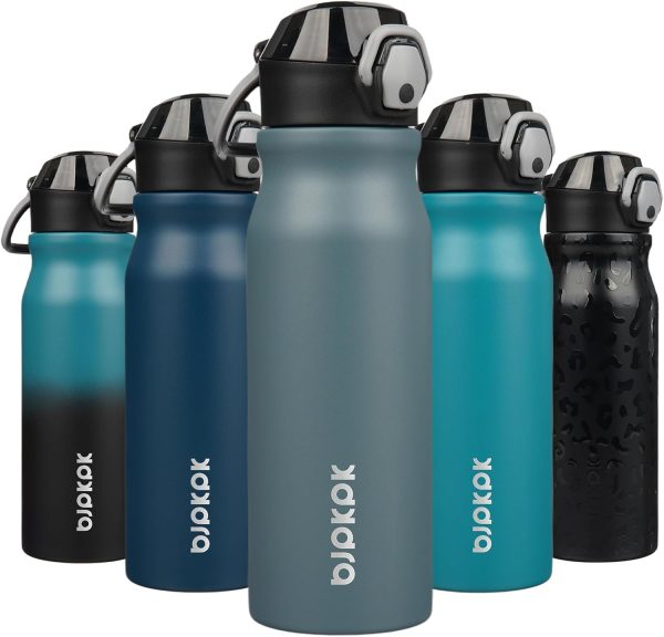 BJPKPK 18oz Insulated Water Bottle With Straw Stainless Steel Double Wall Water Bottles BPA Free Leak Proof Thermos With Lockable Flip Lid And Soft Silicone Spout,Ocean Dream - Image 110