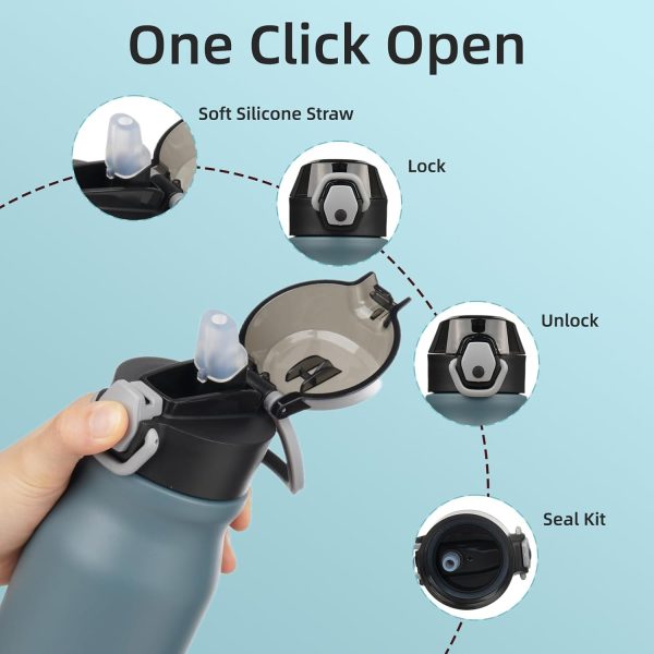 BJPKPK 18oz Insulated Water Bottle With Straw Stainless Steel Double Wall Water Bottles BPA Free Leak Proof Thermos With Lockable Flip Lid And Soft Silicone Spout,Ocean Dream - Image 112