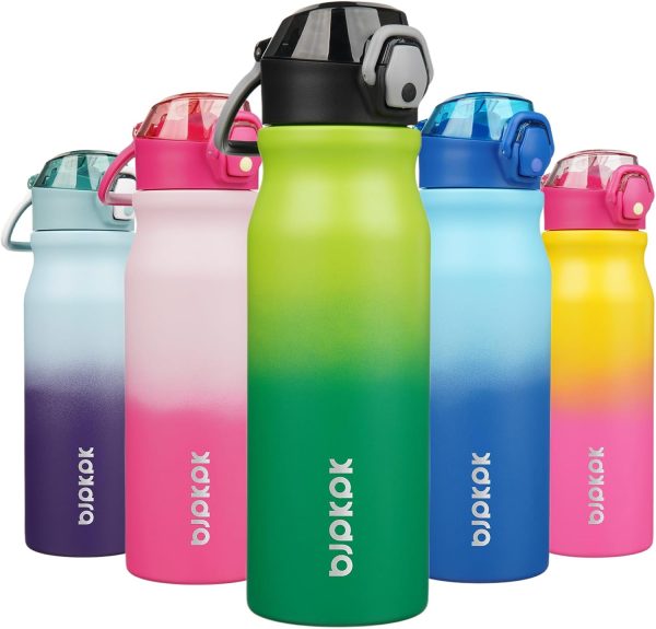 BJPKPK 18oz Insulated Water Bottle With Straw Stainless Steel Double Wall Water Bottles BPA Free Leak Proof Thermos With Lockable Flip Lid And Soft Silicone Spout,Ocean Dream - Image 116