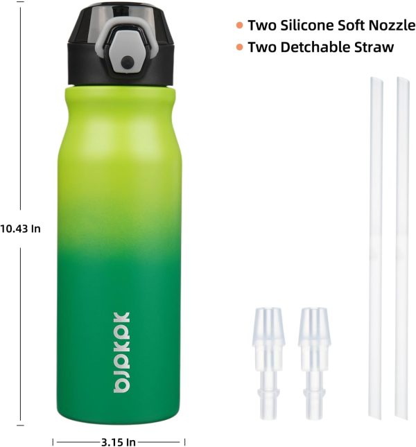 BJPKPK 18oz Insulated Water Bottle With Straw Stainless Steel Double Wall Water Bottles BPA Free Leak Proof Thermos With Lockable Flip Lid And Soft Silicone Spout,Ocean Dream - Image 119